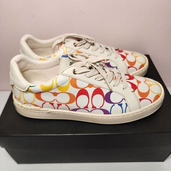 NIB COACH CI898 Size 10D Men's Chalk Multicolor Rainbow CLIP Low Top Sneaker - Picture 5 of 7